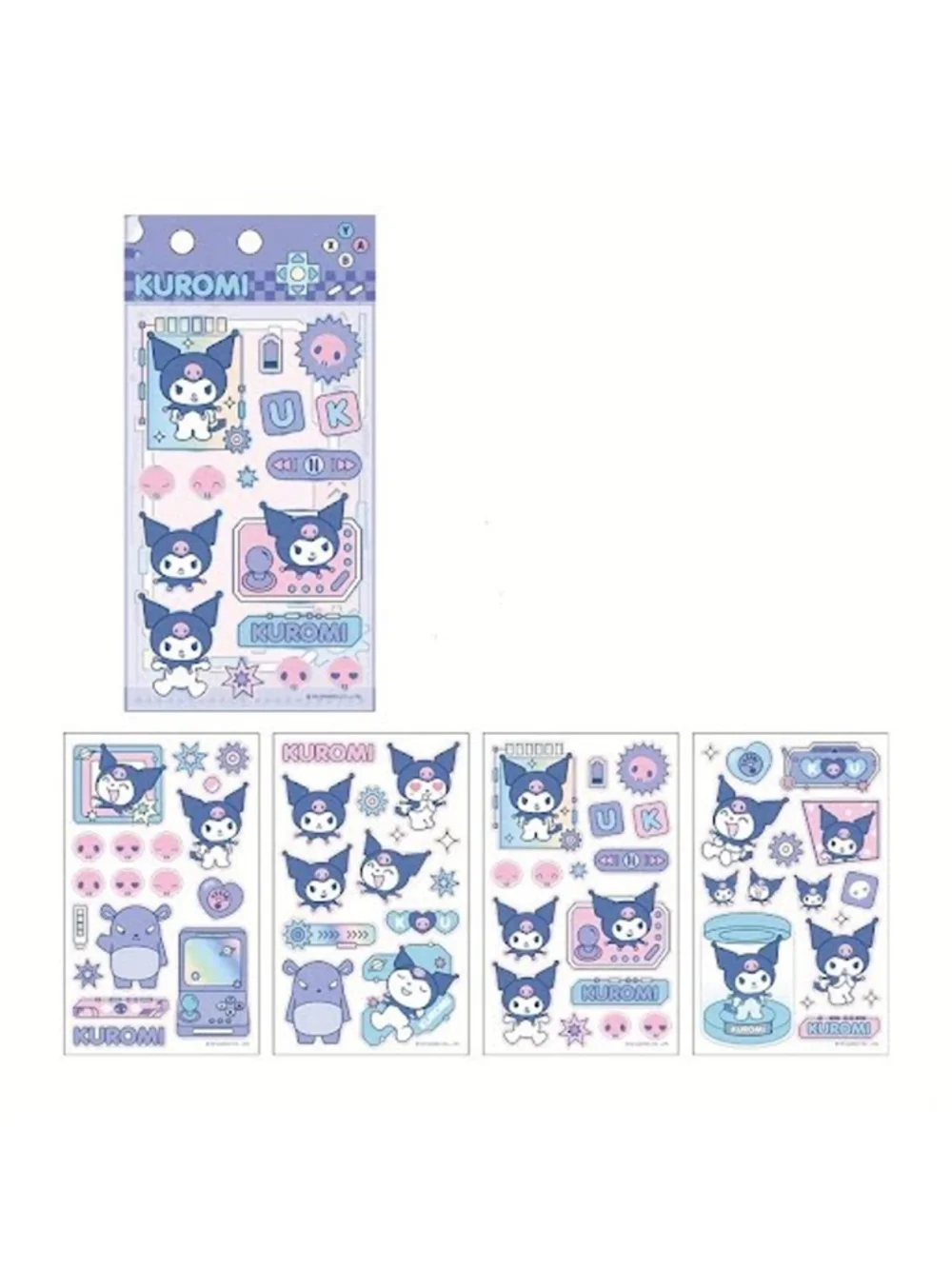 #KUR-2195 Kuromi Sanrio Sticker Pack - Transparent - 4 Sheets Per Pack